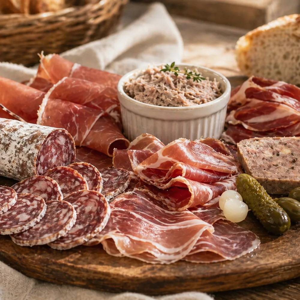 Détail de Charcuteries françaises traditionnelles Détail gourmand de Charcuteries françaises traditionnelles