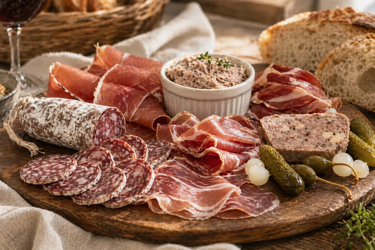 Charcuteries françaises traditionnelles en préparation Préparation de Charcuteries françaises traditionnelles avec produits français