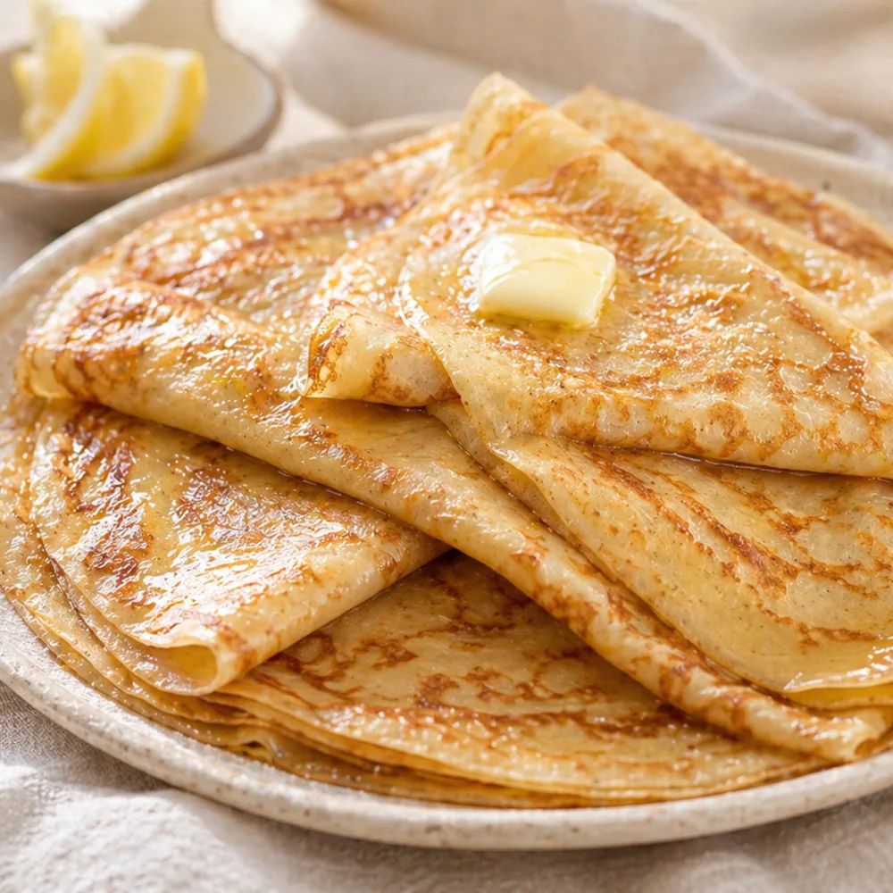 Détail gourmand de Crêpes françaises moelleuses