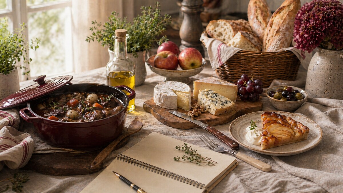 Table française élégante avec produits du terroir