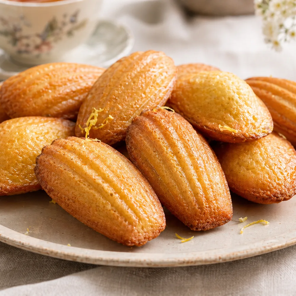 Détail de Madeleines maison au beurre Détail gourmand de Madeleines maison au beurre