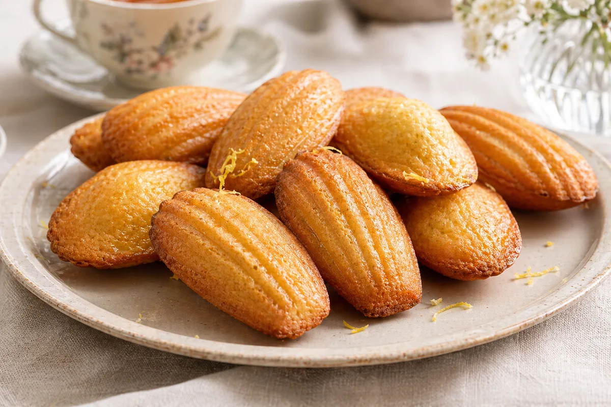 Préparation de Madeleines maison au beurre avec produits français
