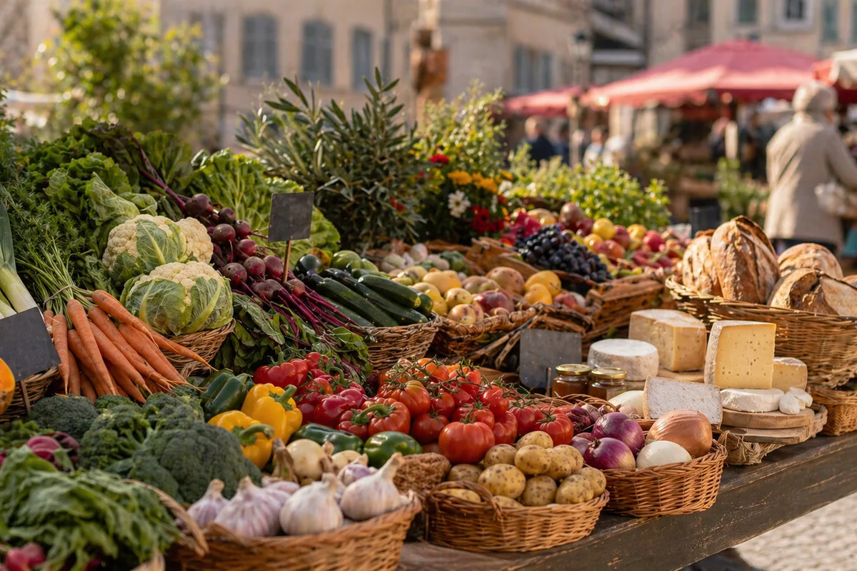Préparation de Marchés locaux en France avec produits français
