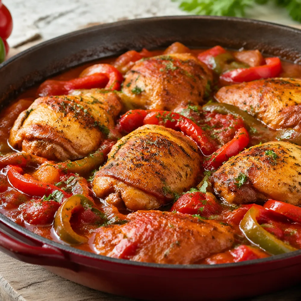 Détail gourmand de Poulet basquaise familial