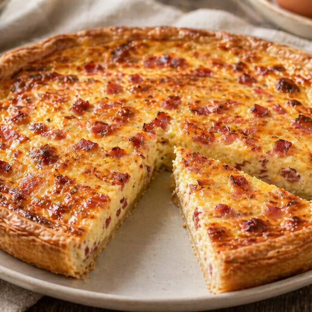 Détail gourmand de Quiche lorraine authentique
