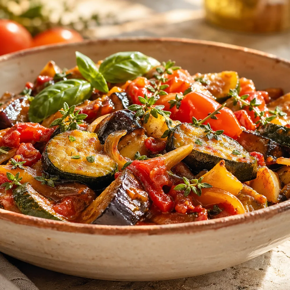 Détail de Ratatouille provençale maison Détail gourmand de Ratatouille provençale maison