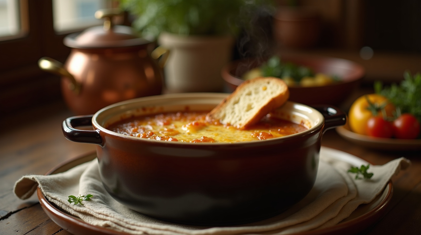 Préparation de Soupe à l'oignon gratinée des Halles avec produits français