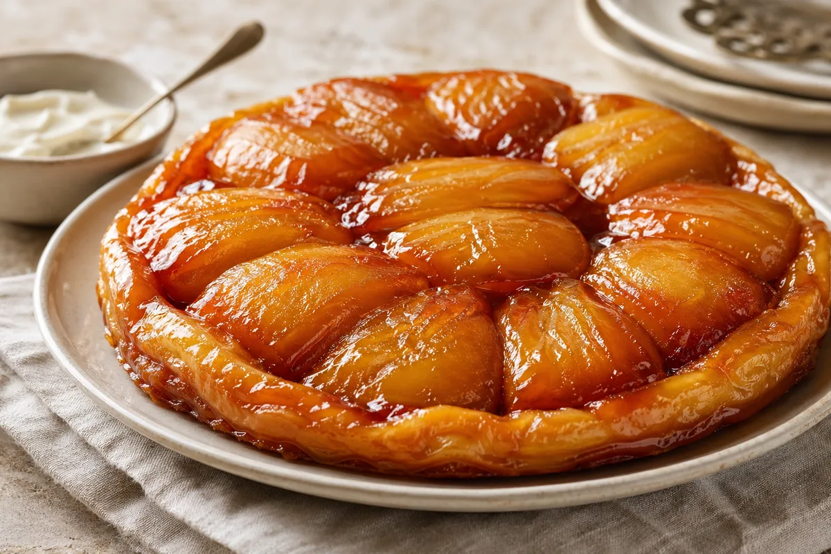 Tarte Tatin aux pommes en préparation Préparation de Tarte Tatin aux pommes avec produits français